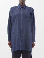 Thumbnail for your product : eskandar Oversized A-line Cotton-chambray Shirt - Dark Blue