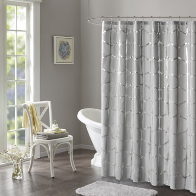 Intelligent Design Raina Printed Metallic Shower Curtain