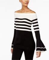 Thumbnail for your product : Thalia Sodi Striped Bell-Sleeve Off-The-Shoulder Sweater, Created for Macy's