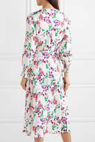 Thumbnail for your product : Saloni Eve Floral-print Silk-satin Jacquard Midi Dress - Purple