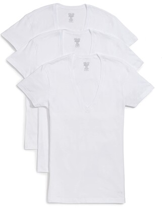 2xist Men's Cotton Slim Fit Deep V Neck T-Shirt Multipack