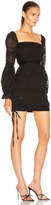 Thumbnail for your product : Self-Portrait Shirred Chiffon Mini Dress in Black | FWRD