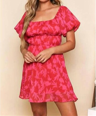 Daniela Floral Lace Plunge Baby Doll Dress in Pink