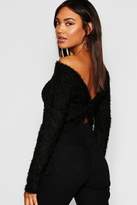 Thumbnail for your product : boohoo Fluffy Knit Twist Back Crop Sweater
