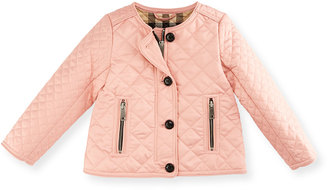 Burberry Nalia Quilted Button-Front Jacket, Light Pink, Size 12M-3