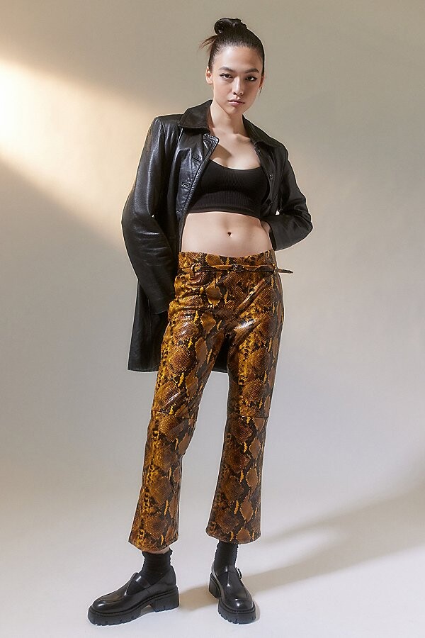 Snake Print Leather Pants | ShopStyle