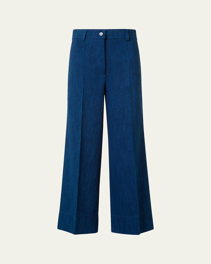 Signature Dot Application Denim Wide Leg Pants