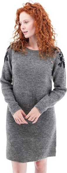 Aventura Clothing AventuraClothingWomen'sAmberleyHandEmbroideredSweaterDress-CharcoalHeather,SizeLarge