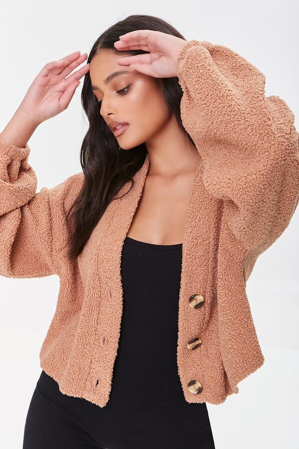 shearling cardigan