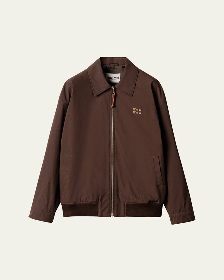 Miu Miu Panama Leather-Trim Jacket