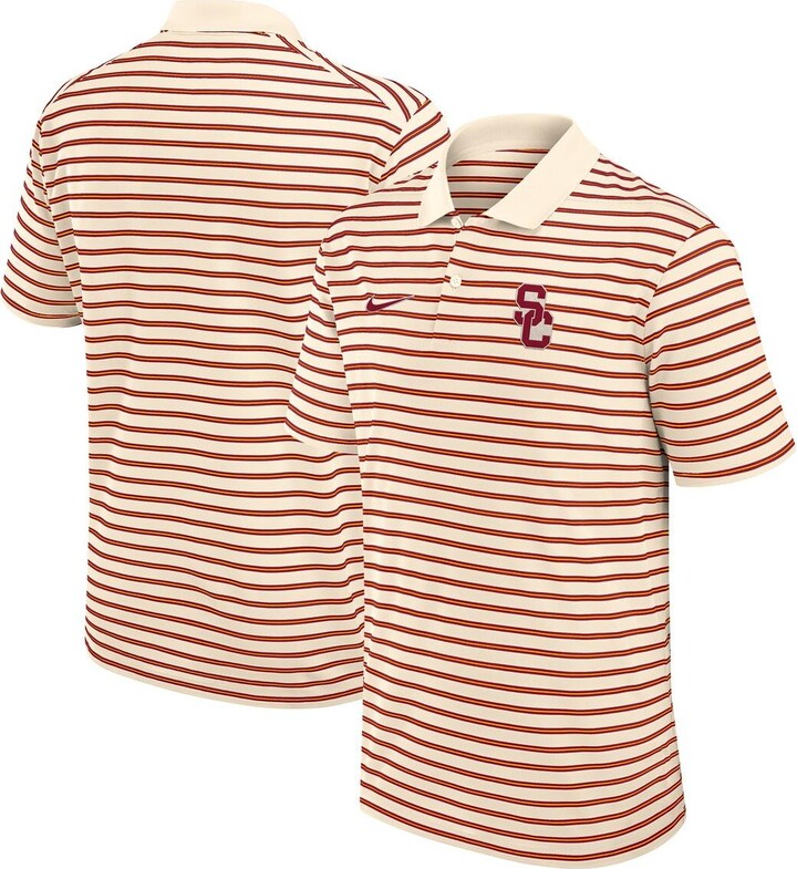 Nike Men's Tan Usc Trojans Solid Foundation Striped Performance Polo Shirt
