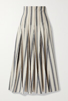 Thumbnail for your product : Rosie Assoulin Million Pleats Striped Cotton-canvas Midi Skirt