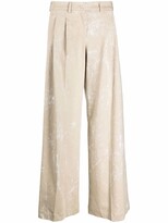 Thumbnail for your product : Jejia Marble-Print Wide-Leg Trousers
