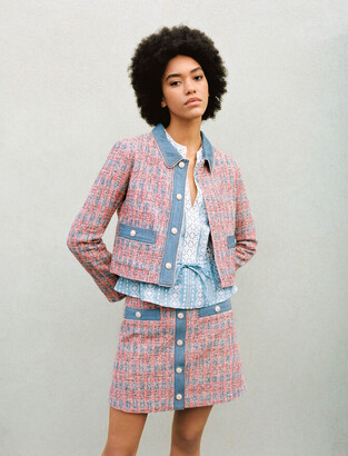 Maje Tweed jacket with denim contrasts - ShopStyle