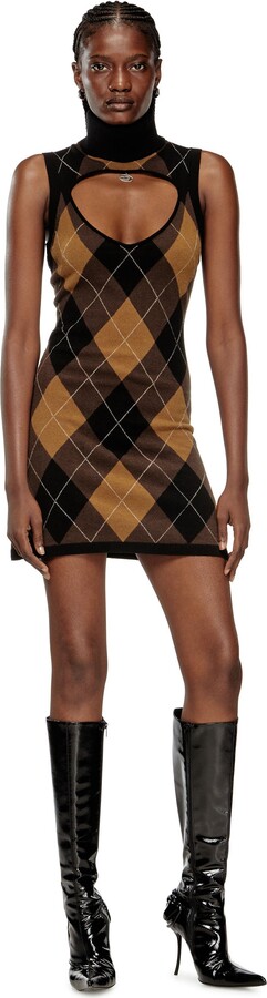 Wool dress with argyle pattern