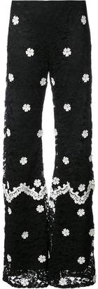Alexis floral lace wide-leg trousers