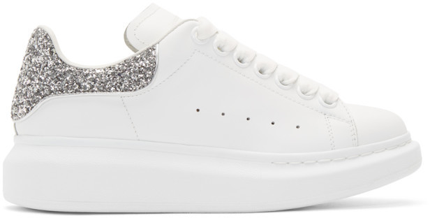 silver alexander mcqueen trainers