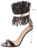 Thumbnail for your product : Reed Krakoff Feather-Accented Leather Sandals