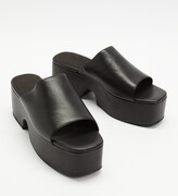 Thumbnail for your product : AERE Women's Black Heeled Sandals - Chunky Flatforms - Women's