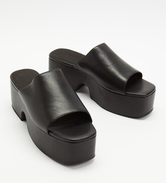 AERE Women's Black Heeled Sandals - Chunky Flatforms - Women's