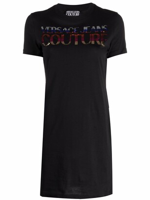 Versace Jeans Couture sequin-embellished logo T-shirt dress