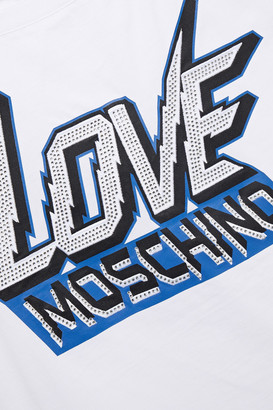 Love Moschino Crystal-embellished Printed Cotton-jersey T-shirt