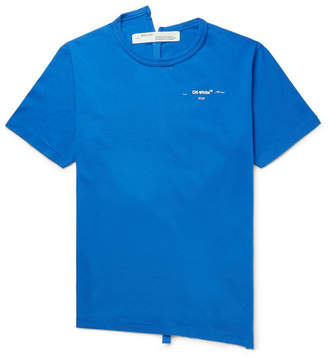 Off-White Off White Slim-Fit Logo-Print Deconstructed Cotton-Jersey T-Shirt - Men - Cobalt blue