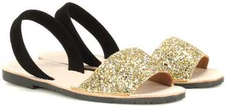 Glitter and suede sandals