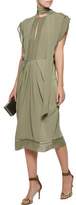 Thumbnail for your product : Zimmermann Open Knit-Trimmed Pleated Georgette Dress