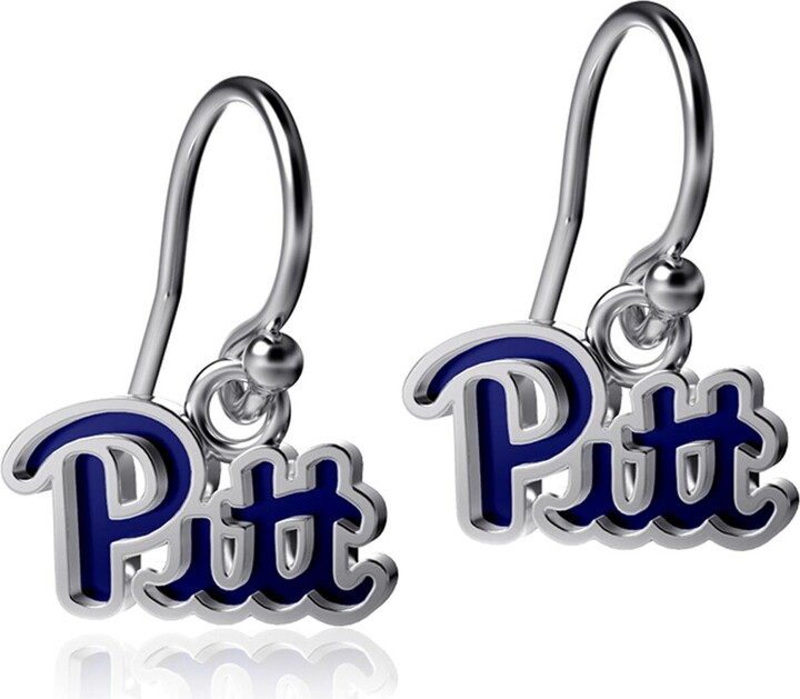 Women's Dayna Designs Pitt Panthers Silver Enamel Dangle Earrings