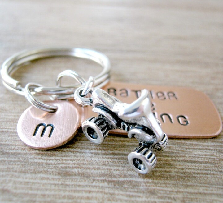 4 Wheeler Atv Keychain, Rather Be Riding Charm, Four Wheeling Keychain, Wheeling, All Terrain Vehicle, Optional Initial Disc