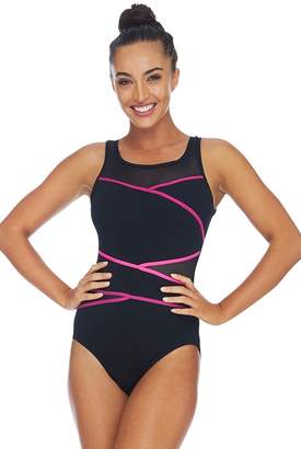 Poolproof Mesh Taped High Neck One Piece