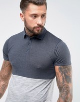 Thumbnail for your product : Asos Design ASOS Longline Polo Shirt In Mixed Textured Fabric With Curved Hem