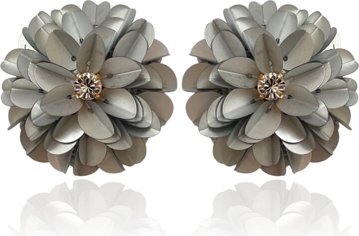 Pinar Ozevlat Blossom Studs Satin Silver