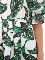 Thumbnail for your product : Borgo de Nor Corina Leaf-print Button-down Cotton Dress - Green White