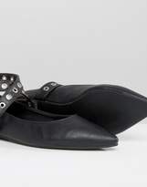 Thumbnail for your product : Daisy Street Eyelet Cross Strap Point Flat Shoes