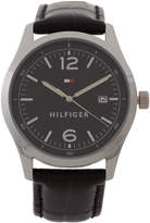 Thumbnail for your product : Tommy Hilfiger 1710350 Silver-Tone & Black Leather Table Watch