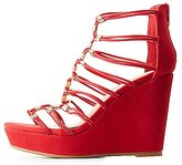 Thumbnail for your product : Charlotte Russe Bamboo Caged Wedge Sandals