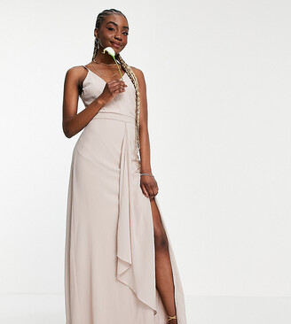 tfnc bridesmaid exclusive cami wrap maxi dress with fishtail in grey