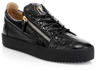 Giuseppe Zanotti Crocodile Embossed Leather Platform Sneakers
