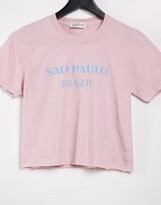 Thumbnail for your product : In The Style Brazil cropped t-shirt in pink