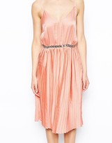 Thumbnail for your product : ASOS Pleated Embellished Waist Midi Dress