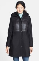 Thumbnail for your product : DKNY Quilted Wool Blend Hooded Babydoll Coat