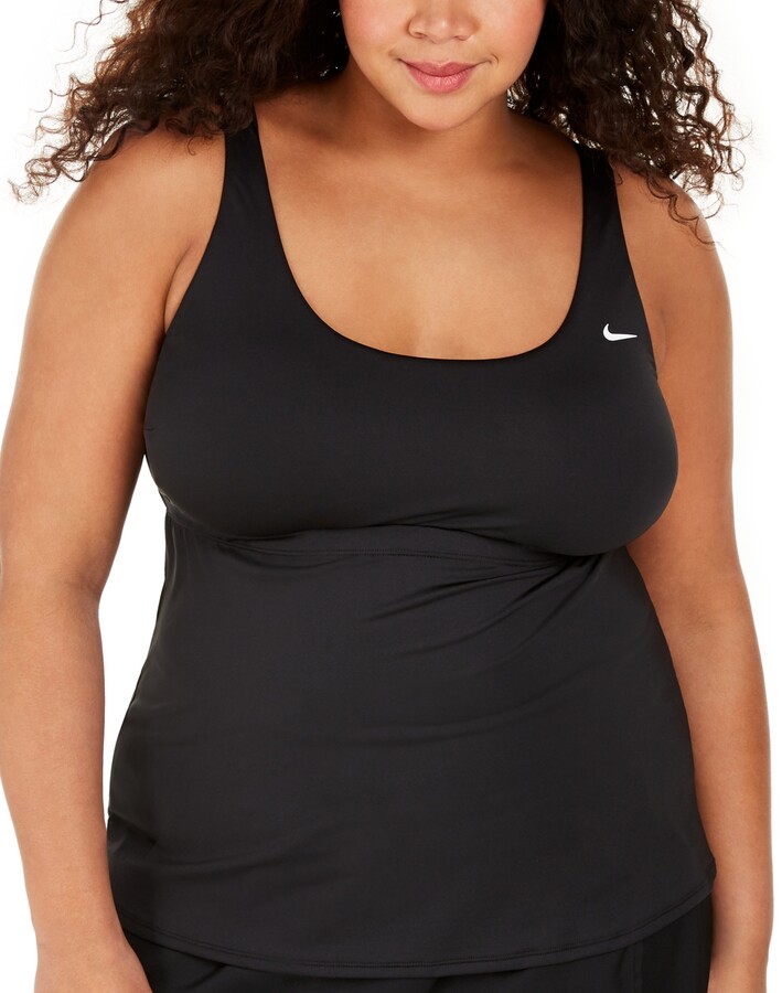 Nike Plus Size Solid Essential Scoop-Neck Tankini Top Women's Swimsuit ...