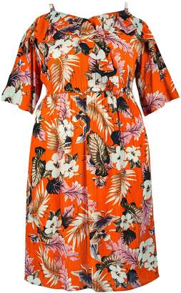 Dorothy Perkins Womens **Dp Curve Tropical Print Crinkle Dress