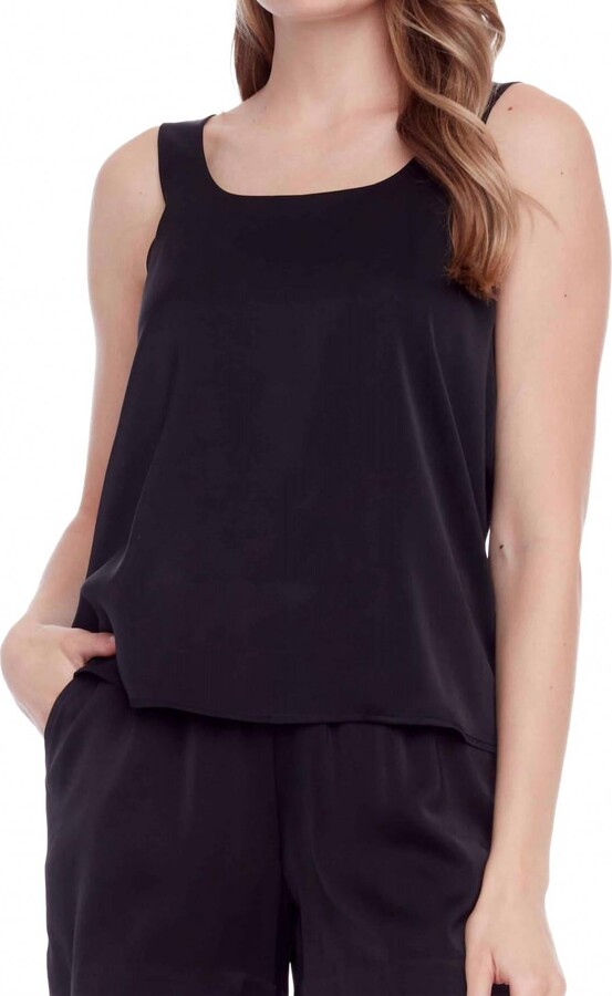 I Love Tyler Madison Rosalie Solid Satin Tank Top In Black