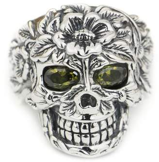 Unknown 925 Sterling Silver Flower Skull Eyes Mens Biker Ring 9W105 US Size 7 to 14
