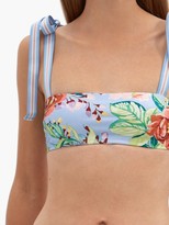 Thumbnail for your product : Zimmermann Bellitude Stripe-tie Floral-print Bikini - Blue Print