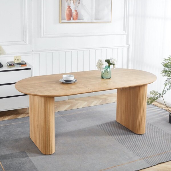 HBEZON ExtensibleDiningTablewithMDFTopandMetalLegsforDiningRoomOfficeorCoffeeTable