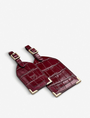 Aspinal of London Crocodile-embossed leather luggage tags set of two
